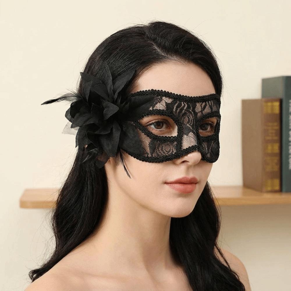 Flower Half-Face Mask Seductive Style Masquerade Ball Mask Rave Celebration