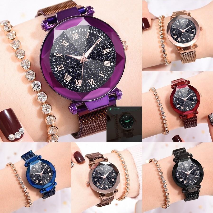 Элегантные женские светящиеся часы «Звездное небо» с римскими цифрами и магнитной застежкой