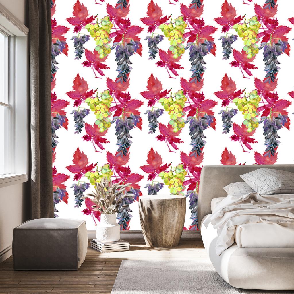 Wallpaper Fruits branches leaves and green for living room and bedroom 50x1000