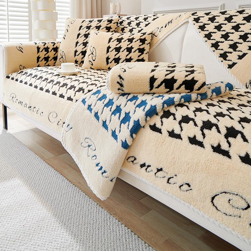 Winter Plush Light Luxury Sofa Cushion Four Seasons Universal Non-Slip Seat Cushions Leather Sofa Cover Cover Cloth