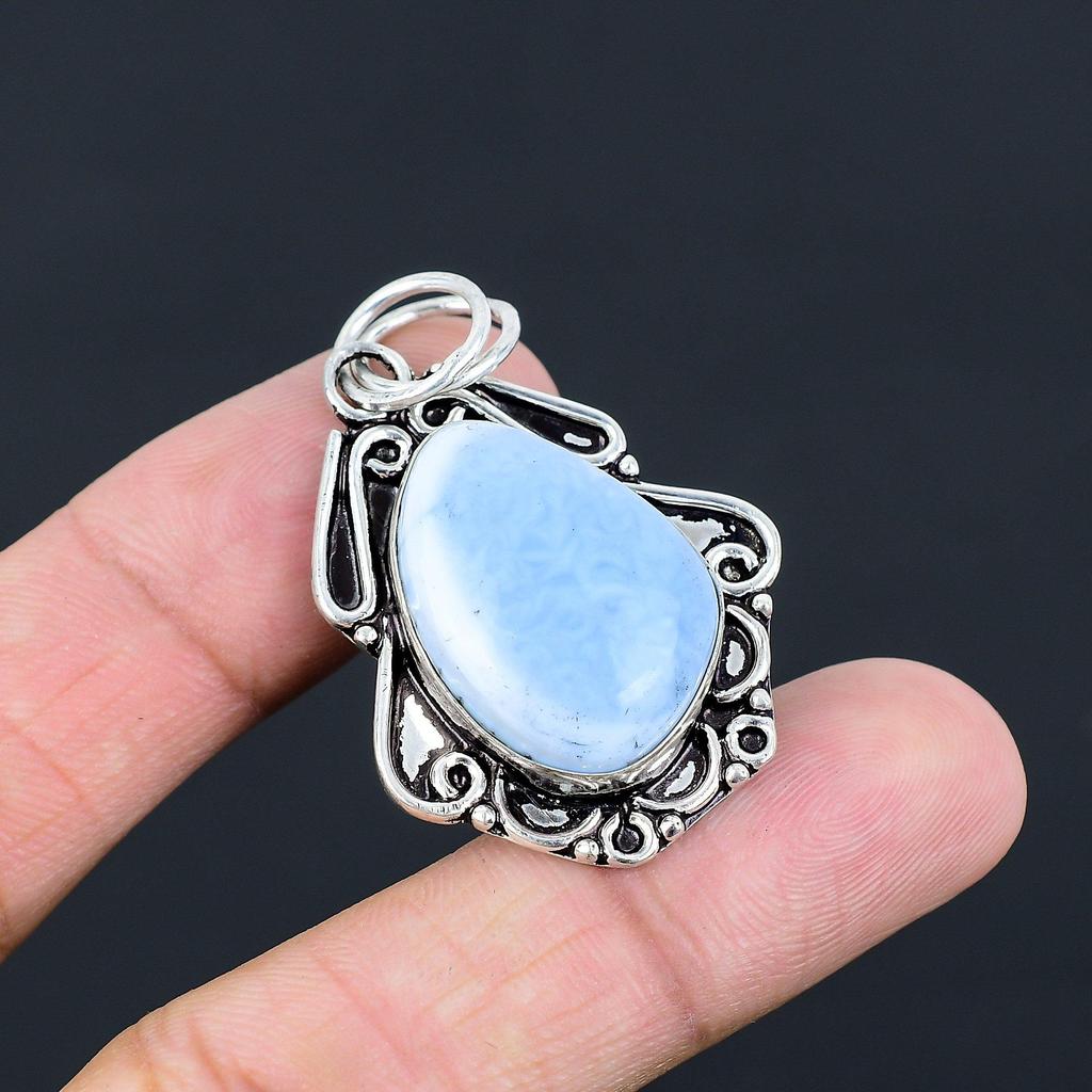 Daughters Day Deal Sterling Silver Owyhee Blue Opal Gemstone New Pendant Jewelry