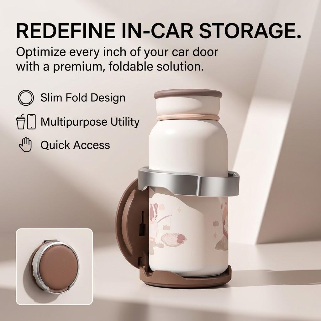 Foldable Car Cup Holder, Multi-function Water Cup Bracket, Portable Car Storage Organizer