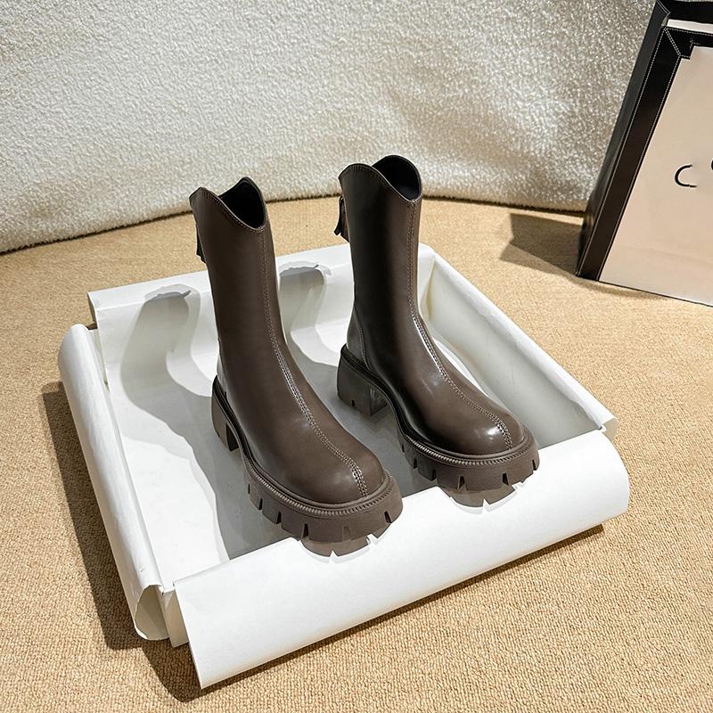 Fashion Platform Thick Heel Women Ankle Boots Fashion Back Zippers Short Boots Autumn Winter Women's Elegant Booties