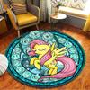 Круглый ковер с витражным принтом, 3D единорог, мультяшные круглые коврики, круглый коврик Кошмарная луна, гостиная, детский игровой коврик, коврик