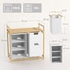 Laundry Basket with Laundry Bag, Fabric Drawer, Bamboo, 70x36x70 cm, White/Wood