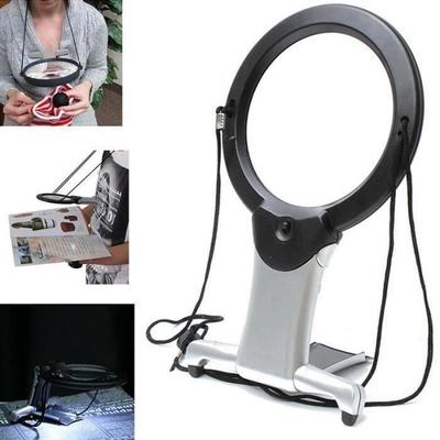 Светодиодная лупа с увеличением объекта 6x, лупа для чтения, с лампой 2LED, гигантская лупа для чтения с рук