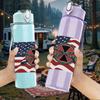 1PC Retro USA Flag Star Badge 750ml sports water bottle leakproof straw lid outdoor office home