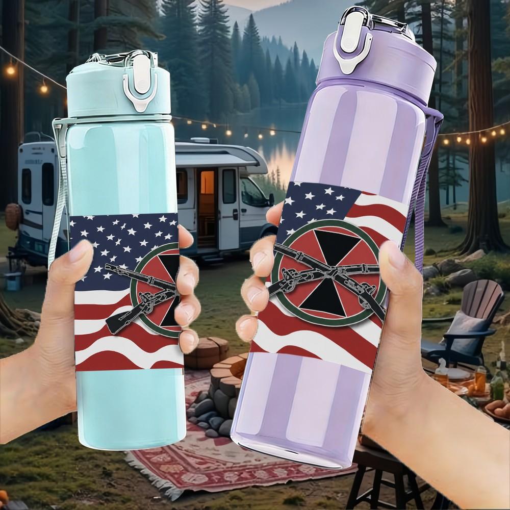 1PC Retro USA Flag Star Badge 750ml sports water bottle leakproof straw lid outdoor office home