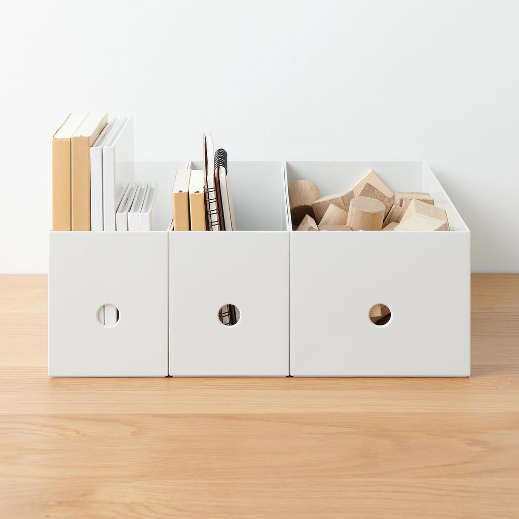 MUJI Recycled Polypropylene File Standard White W10 x D32 x 83904388 Box, Type, 1/2 Size, Gray, Approx. H12cm,