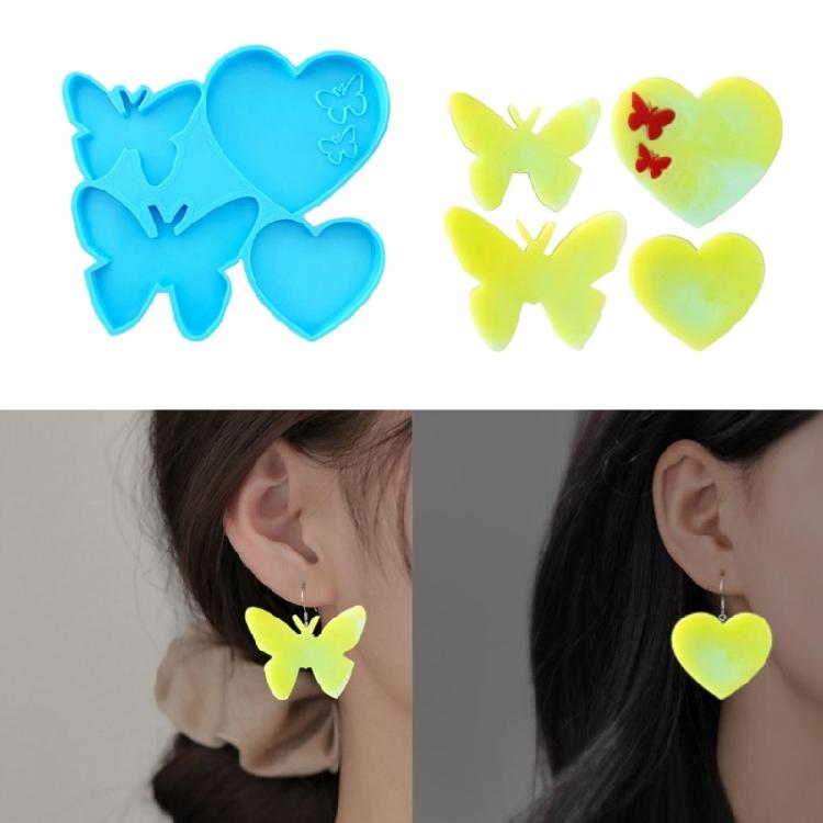 Flexible Silicone Mold Easy to Use Heart Butterfly Earrings Epoxy Resin Molds