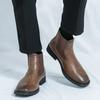 Модные Модные Ботинки Челси Повседневная Обувь Свадебные Платья на Низком Каблуке Универсальная Мужская Деловая Обувь Повседневные Кожаные Ботильоны Для Мужчин
