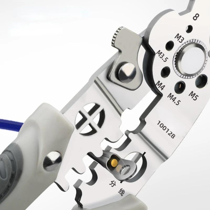 Многофункциональные клещи для снятия изоляции, зачистки проводов, клещи электрика для зачистки сердцевины, длинногубцы, кусачки для кабеля, инструмент для обжима клемм