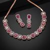 Sparkling Zirconia and Ruby Rose Gold Necklace Set for Women
