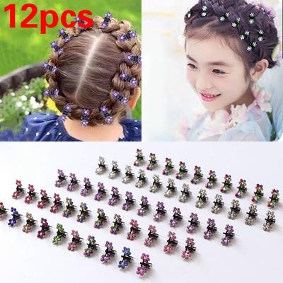 Заколки-крабики в форме цветов для девочек. 12 штук