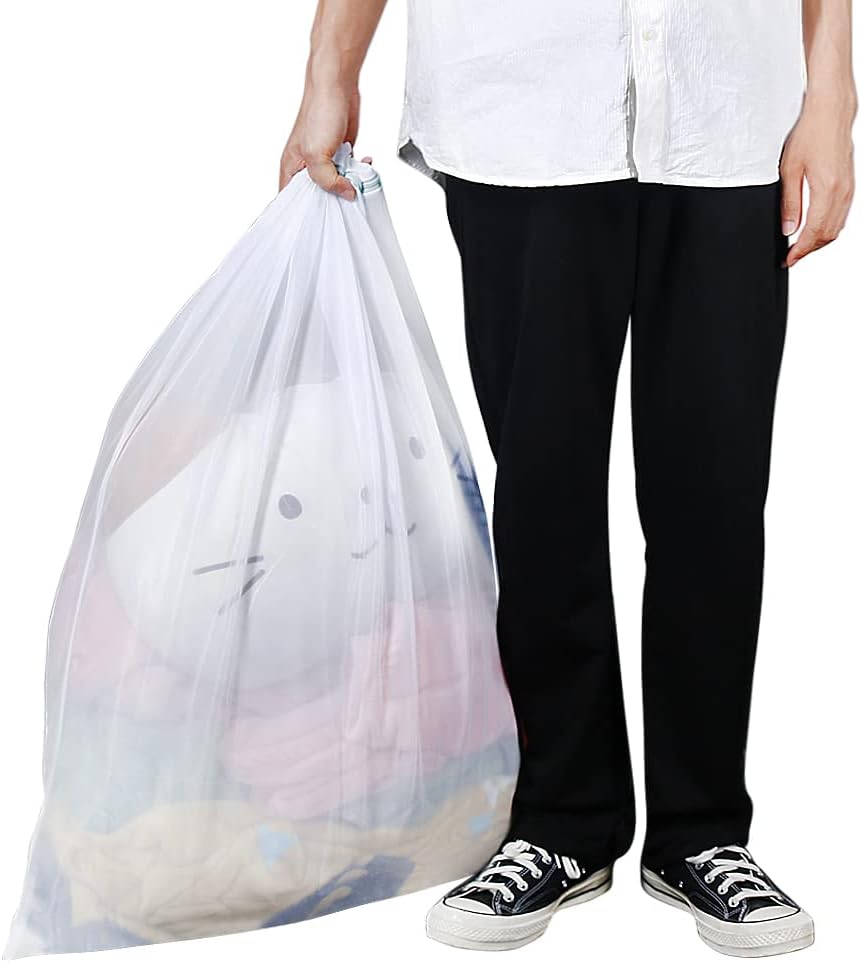 Large mesh laundry bag with rust proof zipper suitable for bedding underwear and blankets; white; 60*80 90*110 cm. 2PCS