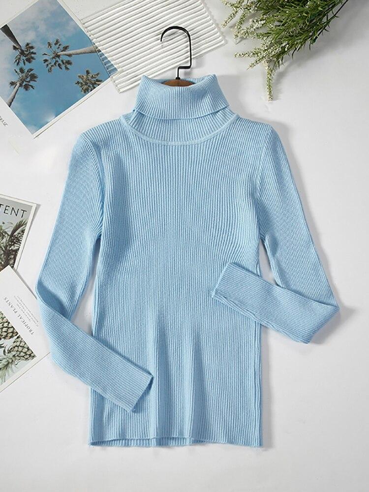 ITOOLIN Женские повседневные мягкие кашемировые эластичные свитера, водолазки, тонкие вязаные пуловеры для женщин, однотонные джемперы, зимние