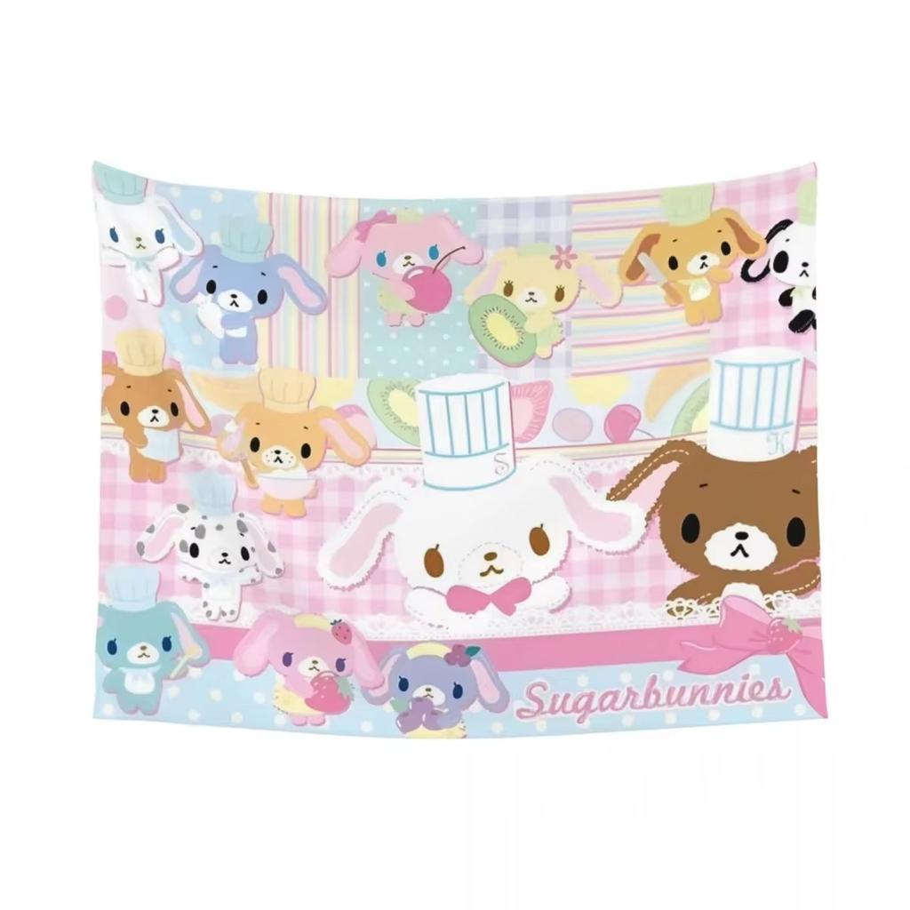 Sanrio Sugarbunnies Anime Printed Tapestry Hanging Wallpaper Kawaii Cartoon Decoration Background Backdrop Supplies Photo Props