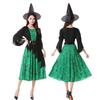 Хэллоуин Злая Ведьма Фиолетово-Зеленое Платье Ведьмы Косплей Сценический Костюм