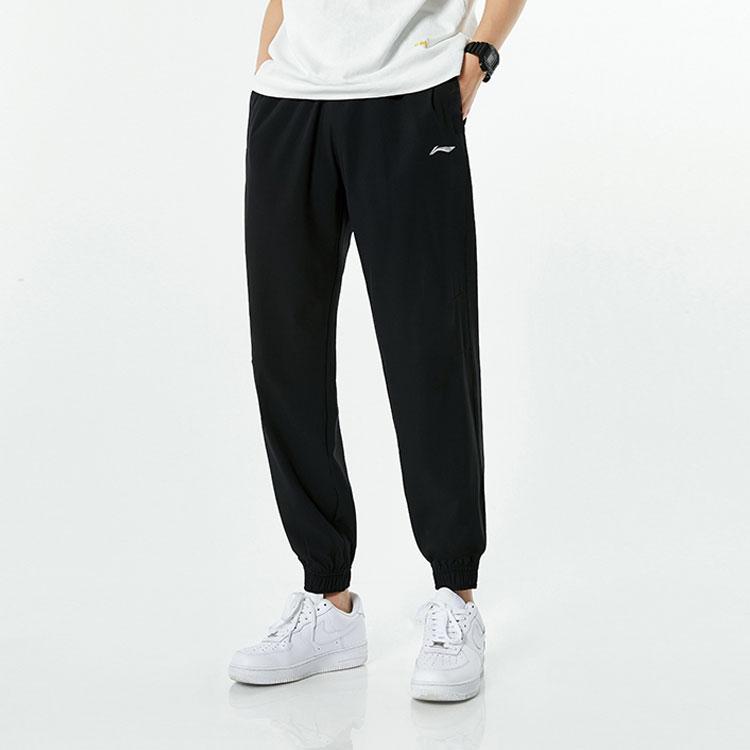 Li Ning Training Series Solid Color Logo Training Jogger Pants Men Bottoms Black AYKR103-4