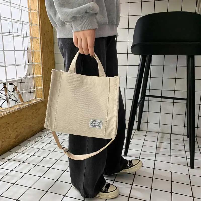 Сумка-тоут Corduroy Crossbody, женская квадратная сумка Crossbody, повседневная сумка-тоут, сумка через плечо, дорожная сумка-органайзер