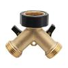 Brass Dual-Outlet Faucet Irrigation Ball Valve Adapter Garden Tap Hose Splitter Two Way Fitting 3/4 American Thread