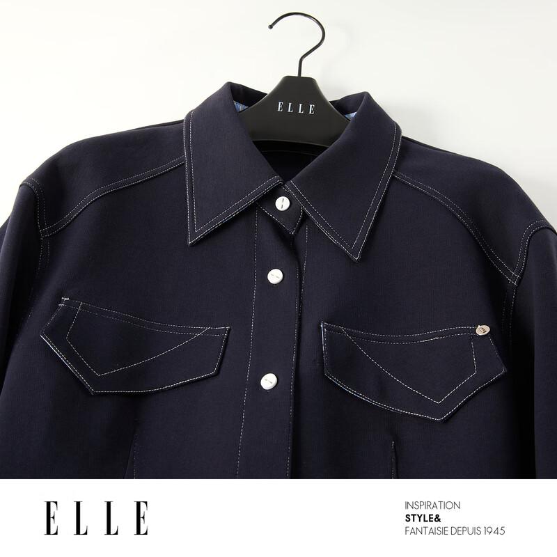 ELLE Элегантное платье-рубашка в стиле колор-блок
