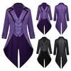 Men Tuxedo Gothic Style Slim Fit Tuxedo Jacket Lapel Long-Sleeved Suit Coat Retro Design Punk Mid-length Overcoat