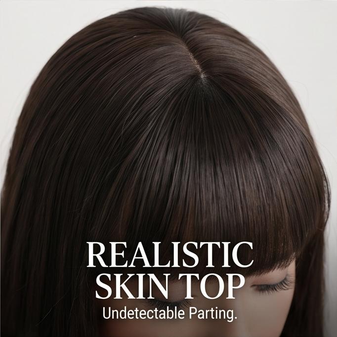 Women's Natural Black Long Straight Synthetic Wig - Breathable Hairpiece with Adjustable Cap for Daily, Party & Casual Use, Ready Stock