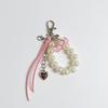 Ins Style Cherry Keychain Y2K Trendy Imitation Pearl Keyring Pendant Sweet Girly Bag Charm Hanging Decoration Car Key Holder