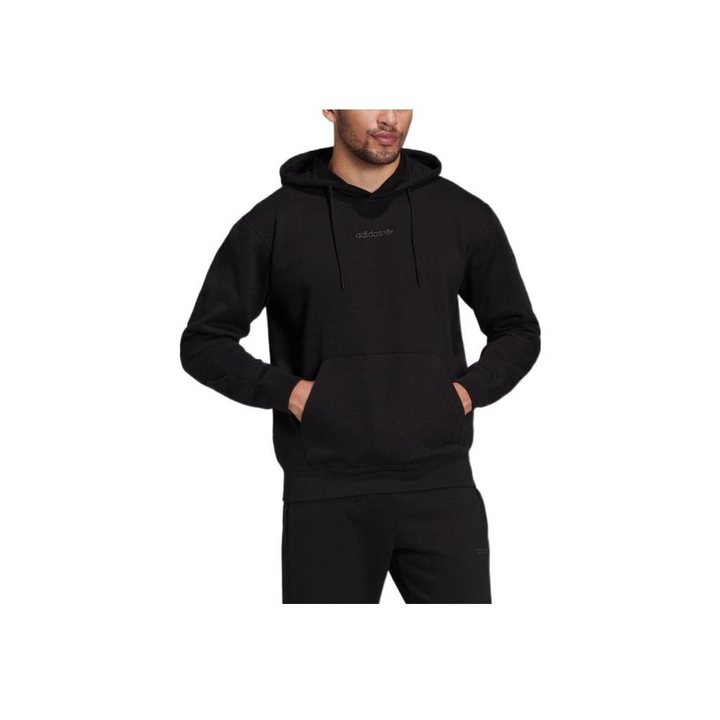 Adidas Originals Trefoil Logo Print Pullover Hoodie Long Sleeve Sweatshirt Men Tops Black HM2655