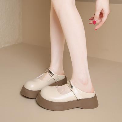 CRLAYDK Женские слипоны мюли без задника для ходьбы из ПУ кожи лоферы тапочки на липучке повседневные женские шлепанцы для увеличения роста