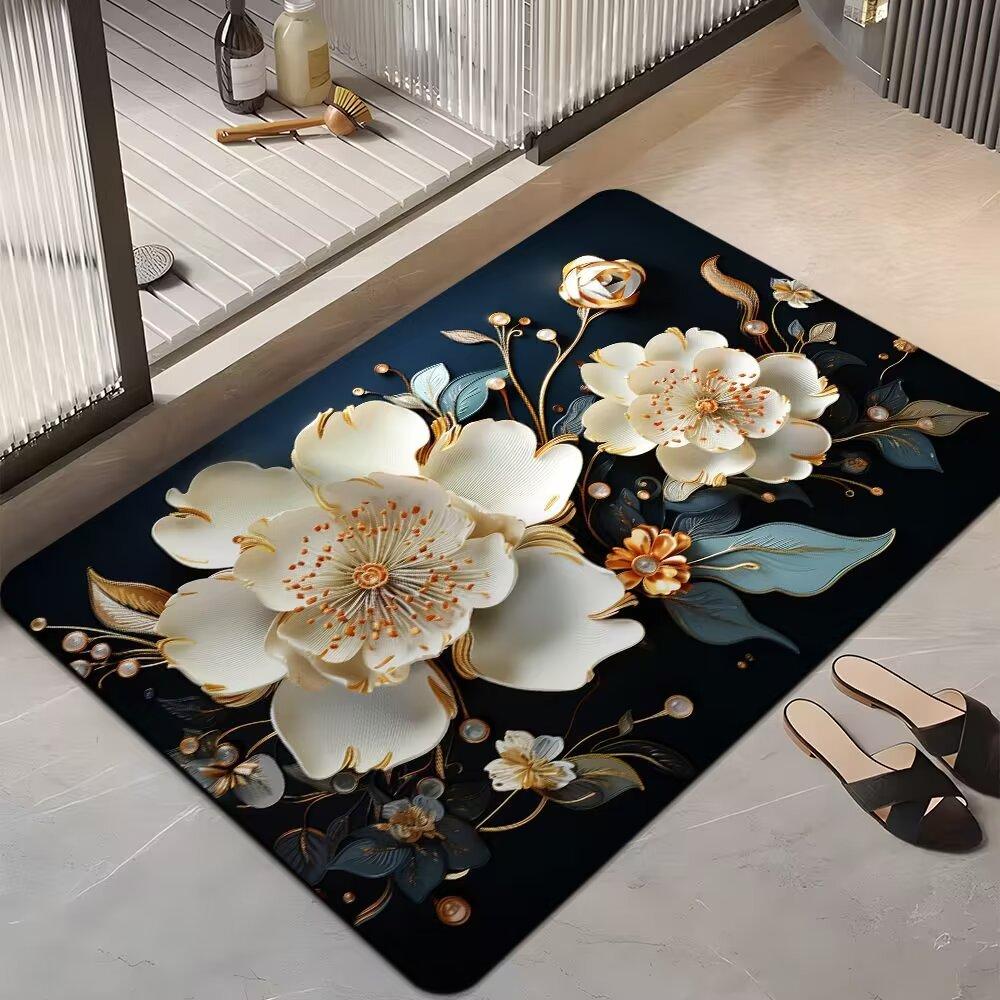 Ins Light Luxury Home Коврик для ванной комнаты Впитывающий нескользящий Простой в уходе Мягкий коврик для двери ванной комнаты Быстросохнущий коврик