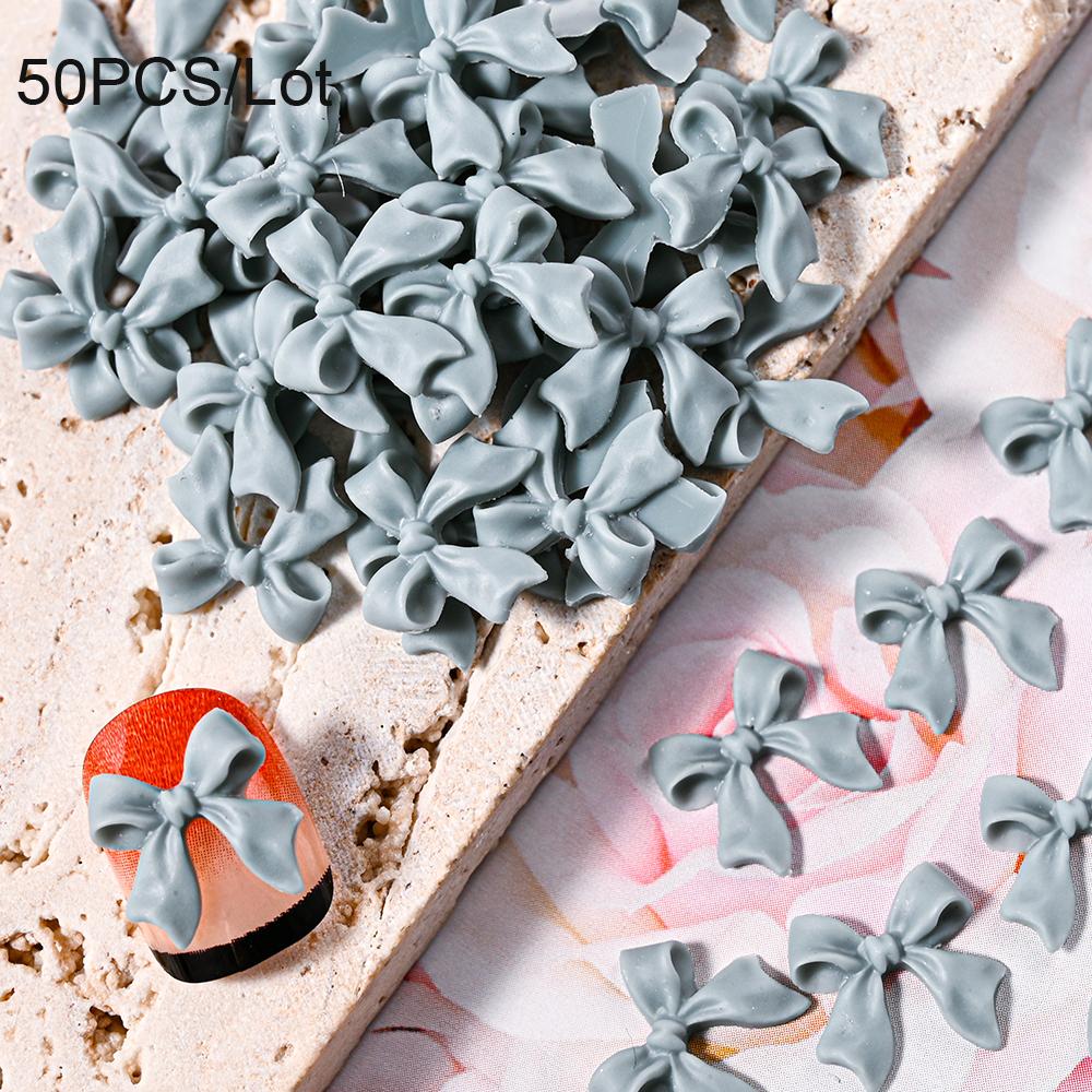 50/100 шт., розовые, белые, кавайные, бантики для ногтей, 3D, смоляные, бантики, плоские, для ногтей, 8*10 мм, стразы для дизайна ногтей, украшения #галстук-бабочка