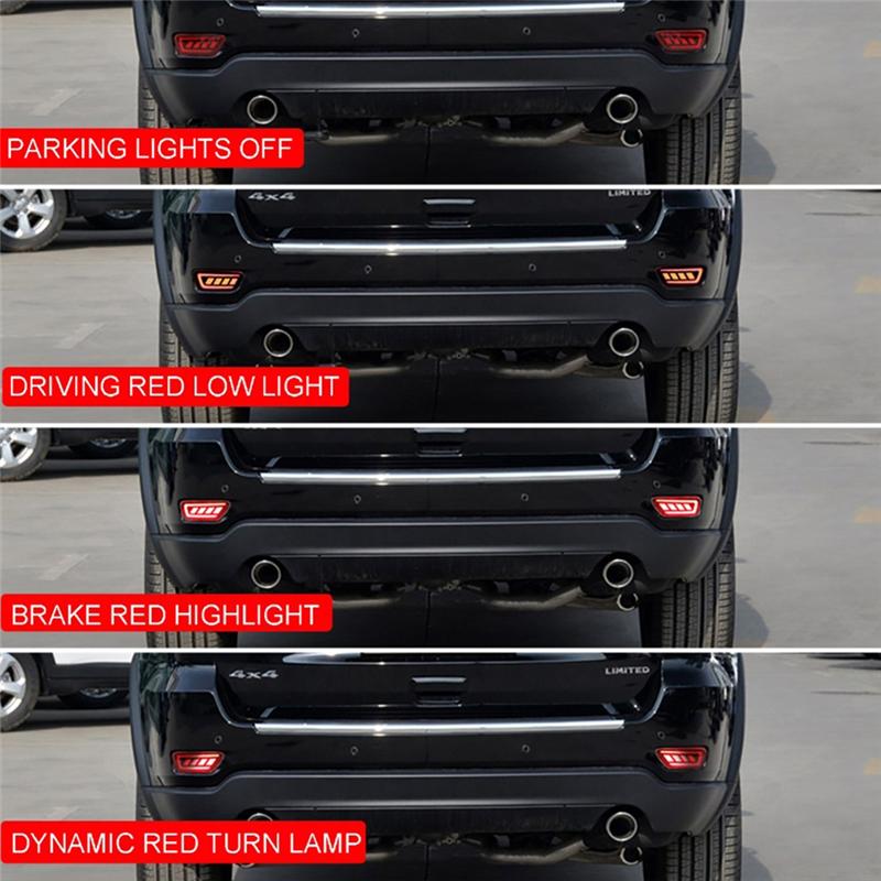 LED Tail Light For Jeep Grand Cherokee 2011- Rear Bumper Reflectors Stop Brake Turn Signal Light For Jeep Compass-A87Q