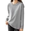 [Trnvco] Long Sleeve T-shirt Ladies [8.11oz 100% Cotton] Round Neck Tops Oversize Dress Slimmer Cut and Sew Plain Color Crew Neck Inner Shirt Layered
