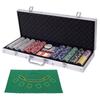 COSTWAY Poker Set 500 фишек пронумерованных с ковриком фишки для покера фишки казино фишки казино игра серебряный футляр