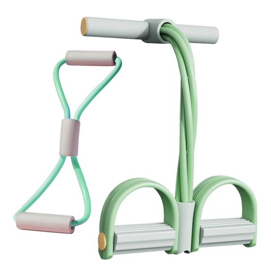 Figure 8 Resistance Band 6-Tube Pedal Puller with Handle Multifunction Elastic Sit-up Rope Men Women Pedal Tensioner Exerciser Workout
