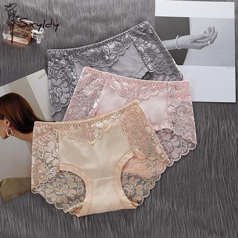 French Lace Sexy Mid-waist Women's Panties Non-marking High Elastic Breathable Buttock Lifting Panties