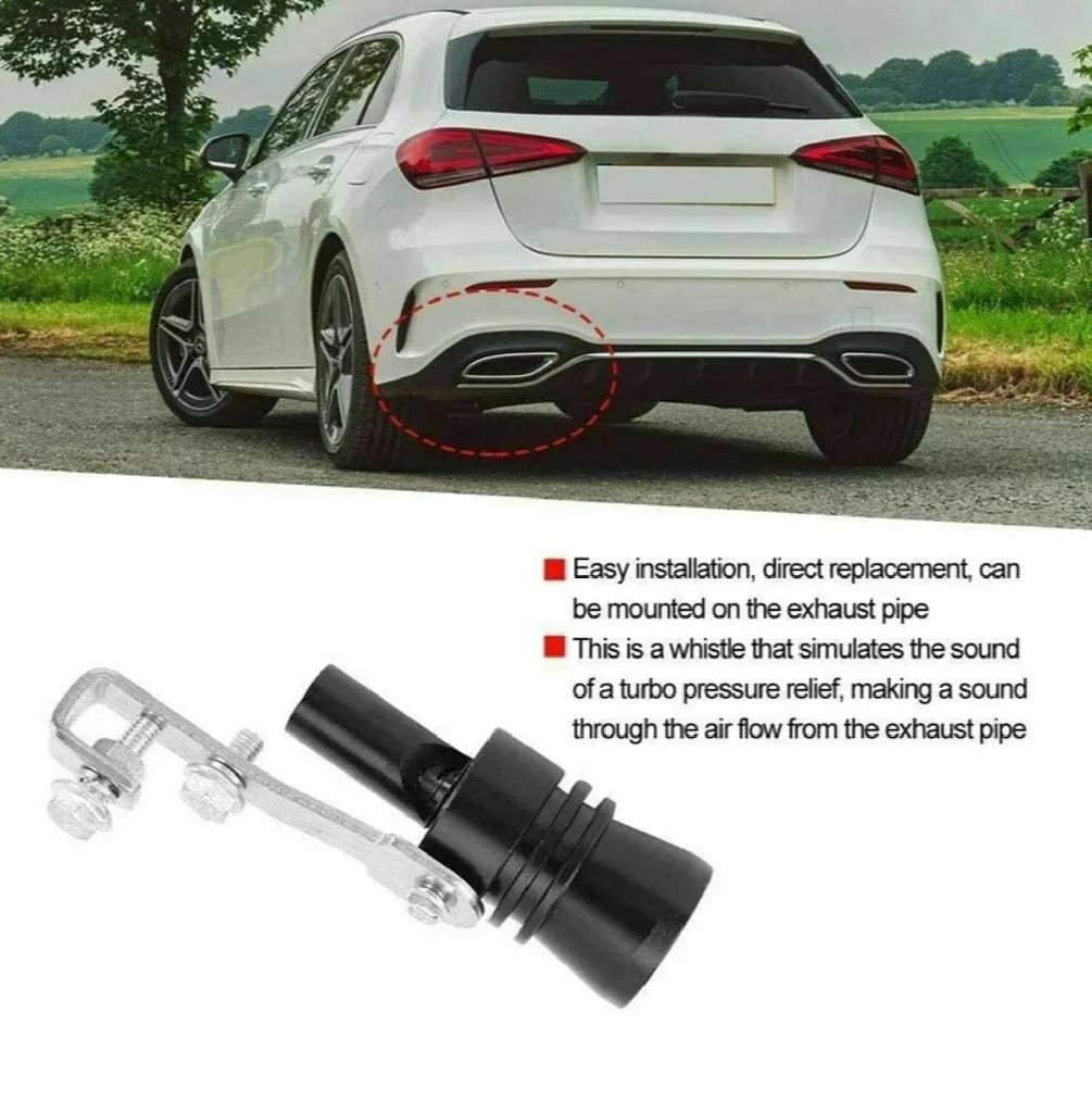 Adjustable Turbo Sound Simulator for Vehicle Exhaust XL Black Muffler Whistle with Deep Roar