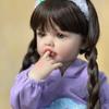 BZDOLL 55 СМ 22 Дюйма Реалистичная Кукла Реборн Девочка Полный Мягкий Винил Длинные Коричневые Волосы Принцесса Малышка Бебе Рождественский Подарок