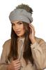Women' Eco Wool Beret with Pompom, Light Gray Kamea-Fuji