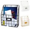 Metal Mesh Mail Organizer Wall Mounted Foyer Storage Shelf Portable Magazine File Holder  Home