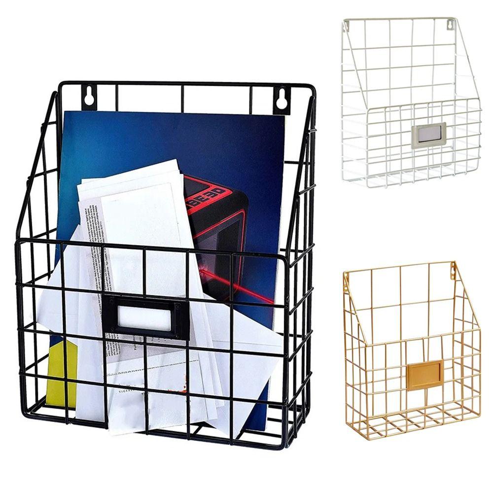 Metal Mesh Magazine File Holder Easy To Install Wire Basket Useful Foyer Storage Shelf  Office