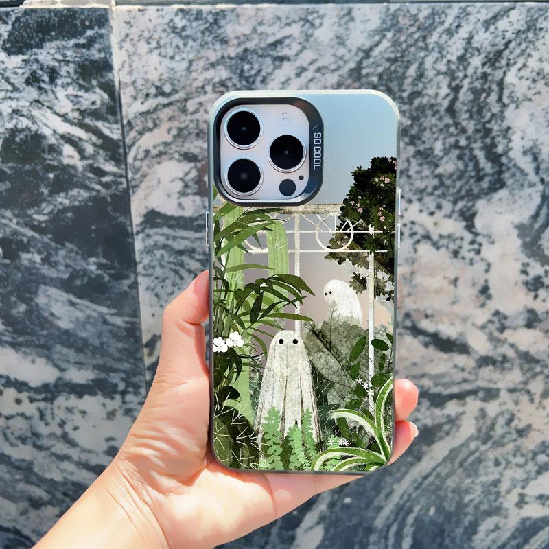 Чехол для iPhone 13 Mini 12 Pro Max 15 14 11 16 Pro Max Plus Эстетичный Милый Призрачный Арт Ударопрочный Матовый Лазерный Задние Крышки