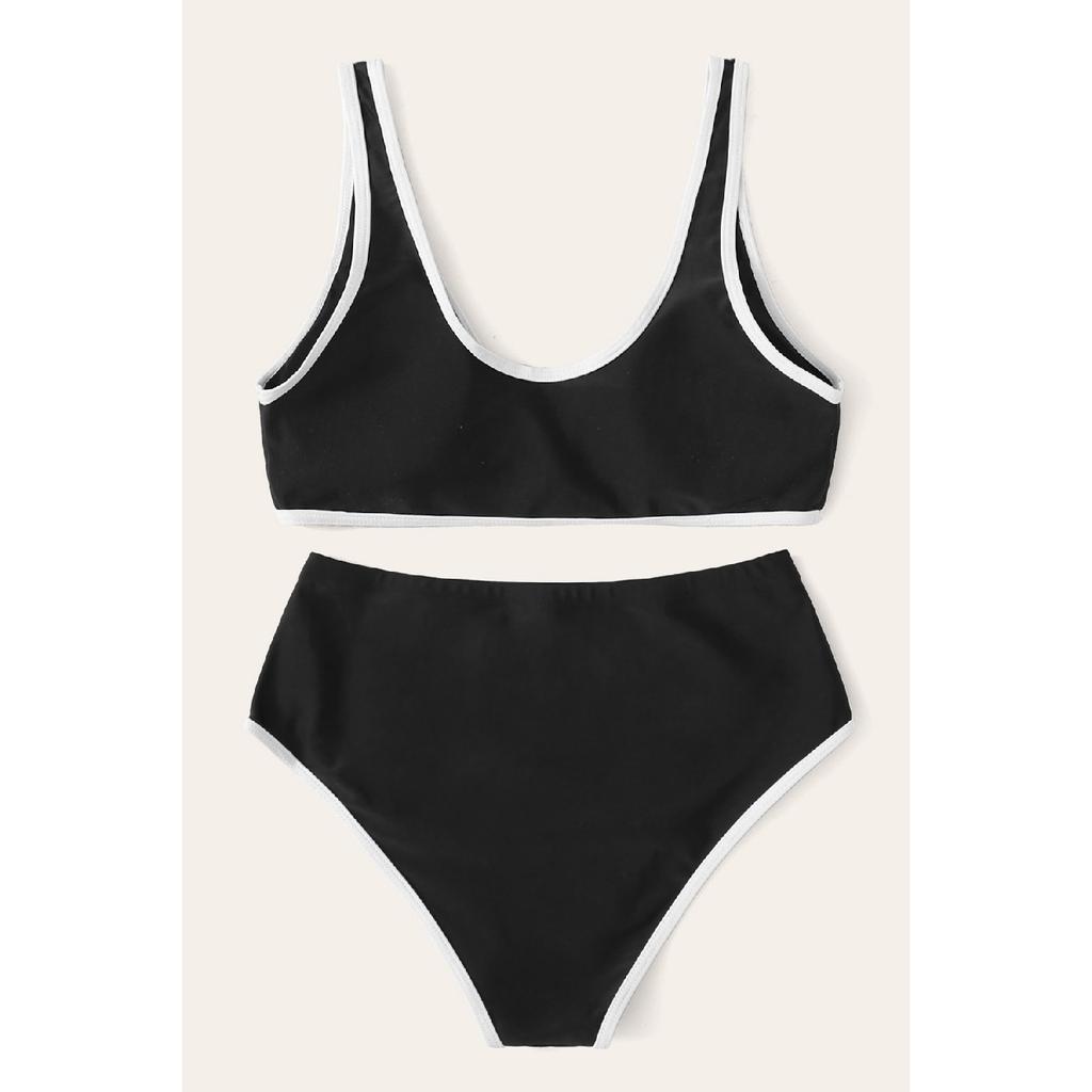 Women's Black Padded High Waist Bra Panty Set