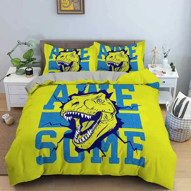 Cartoon Dinosaur Duvet Cover King Queen Size Jurassic World Theme Bedding Set Kids Ancient Animals 2/3pcs Polyester Quilt Cover