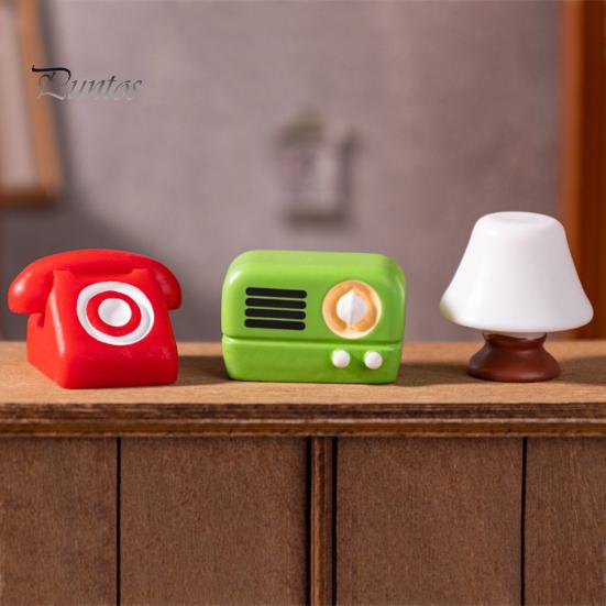 7 шт. миниатюрный орнамент винтажная модель радио из смолы мини настольная лампа компьютер стационарный телефон для детей миниатюрный дом