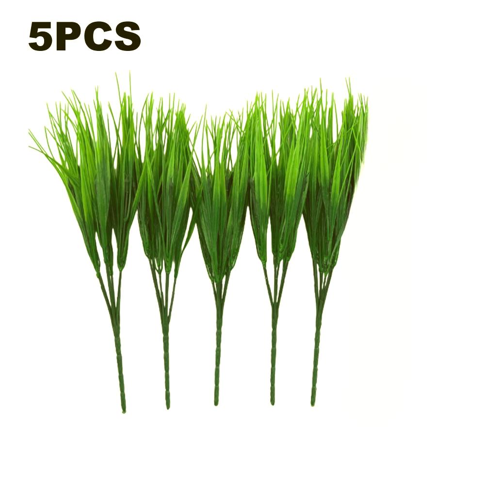5 шт./10 шт./20 шт. Искусственное пластиковое 7-ветвистое травянистое растение Зеленая трава Имитация Искусственное растение Домашнее украшение Садоводство Трава Уличная