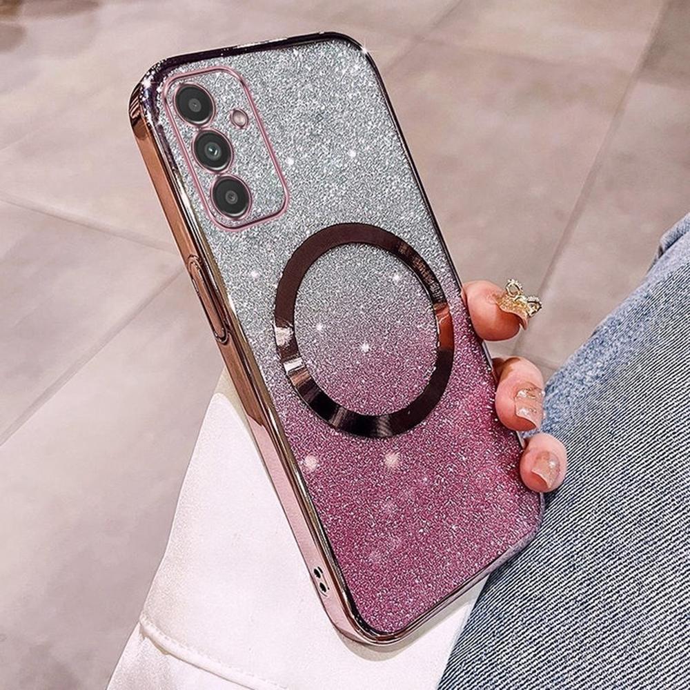 For Samsung Galaxy A55 5G Magnetic Case Electroplated Gradient Glitter TPU Phone Cover