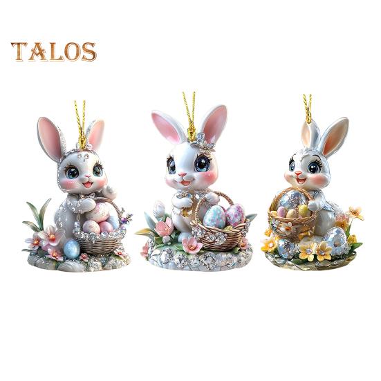 1/3 шт пасхальные мультяшные кролики подвесные украшения с шнурком легко повесить 2D акриловые украшения подвески для зеркала заднего вида